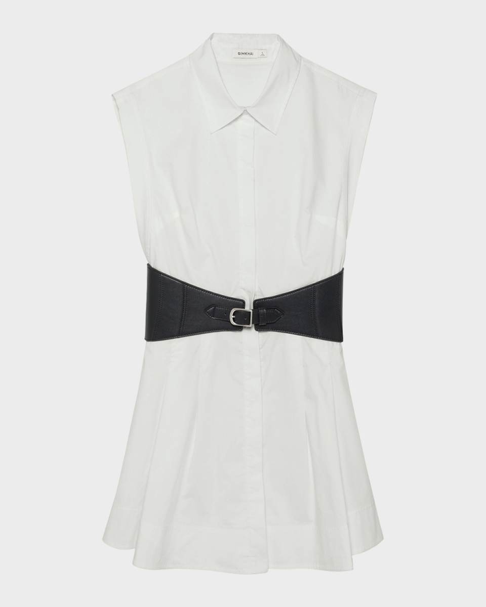 Adler Sleeveless Belted Mini Shirtdress